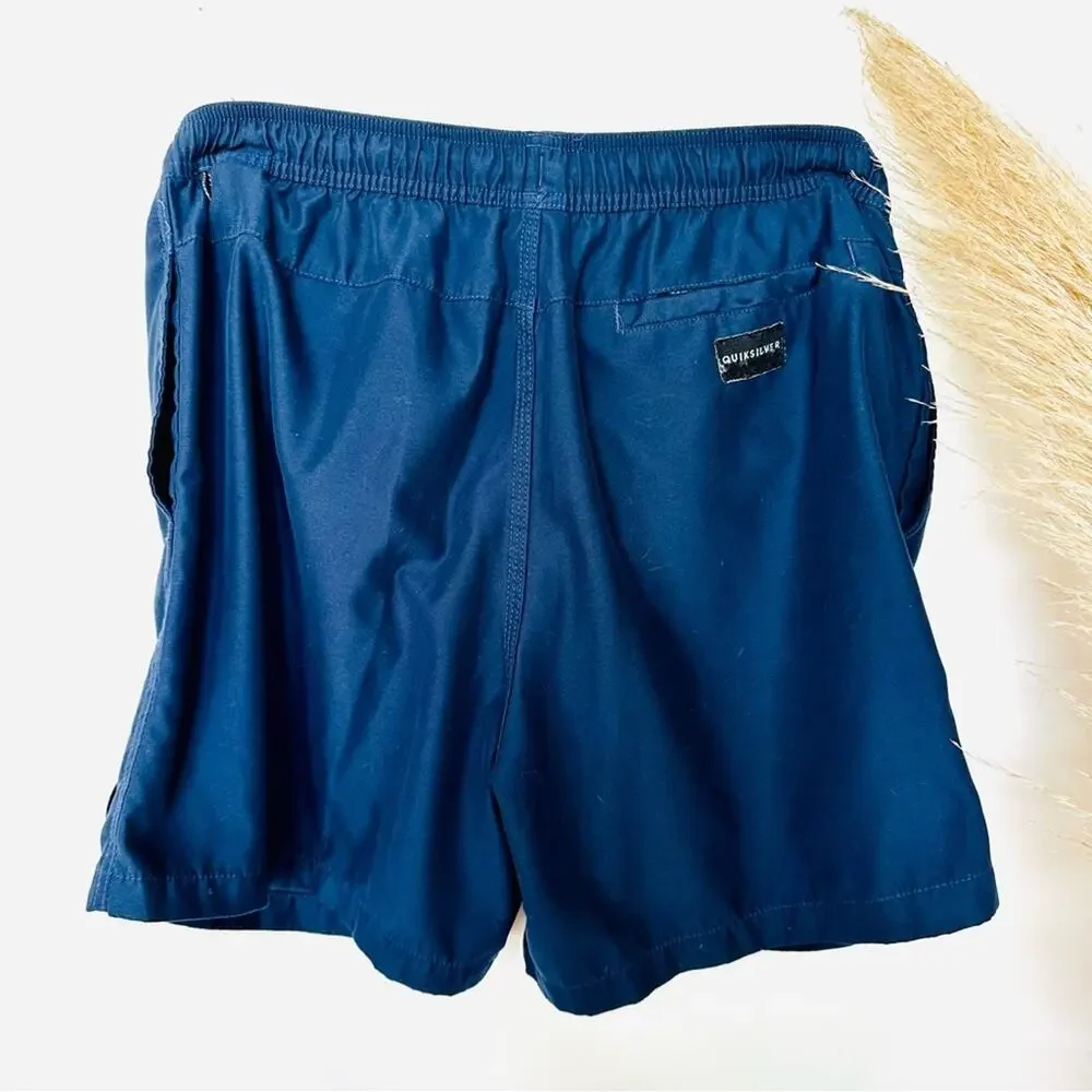 MENS QUICKSILVER Navy Blue Drawstring Tie Swimsuit Swim Board Volley Shorts L